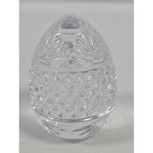 Vintage France Crystal Glass Egg Paperweight Solid Clear Cut 3" Decorative